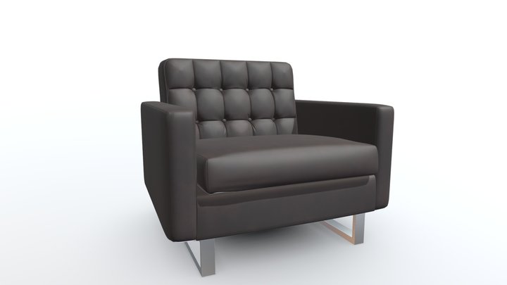 Black leather Sofa 3D Model 3D Model