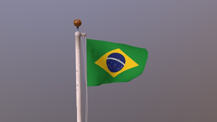 Flag of Brazil (animated) 3D Model