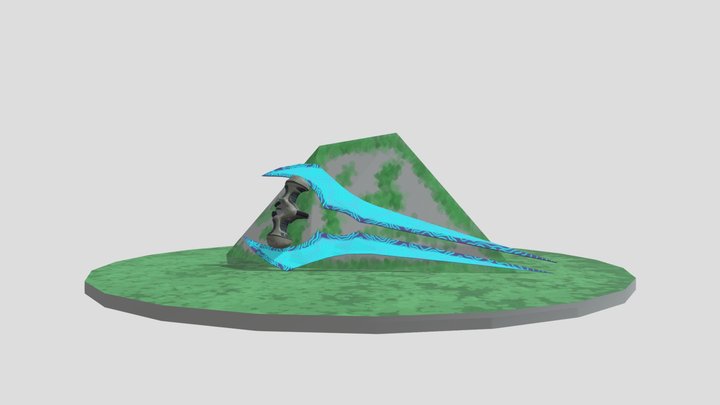 Energy Sword leaning on a rock 3D Model