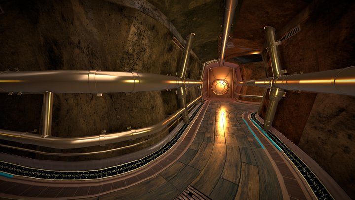 Steampunk Corridor 3D Model