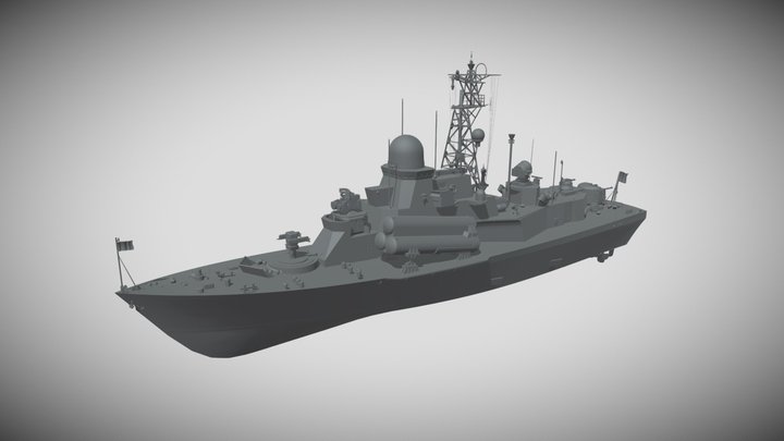 Small rocket ship project 1234 "Geyser" 3D Model