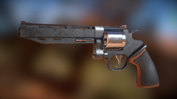 Revolver LOW POLY 3D Model