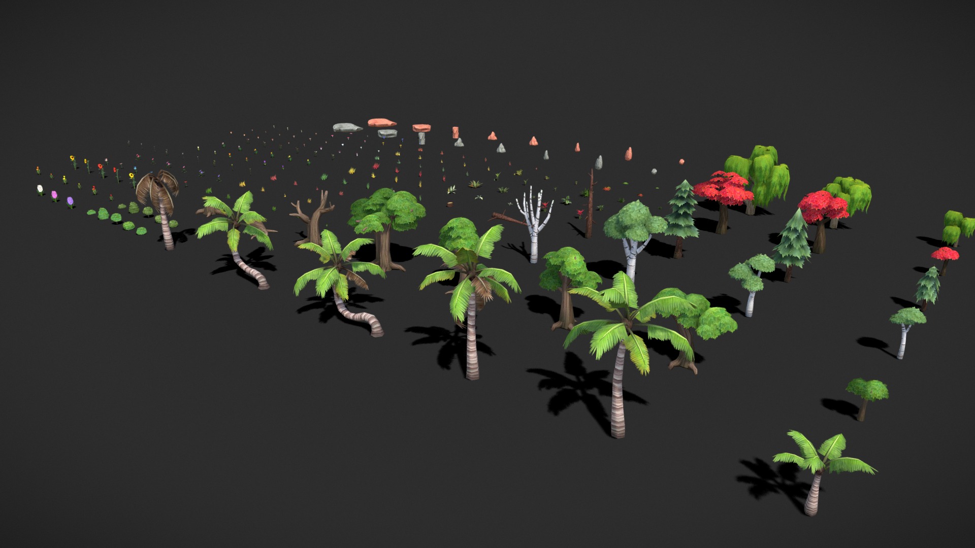 3D model Environment Asset Kit - This is a 3D model of the Environment Asset Kit. The 3D model is about a group of plants and flowers.