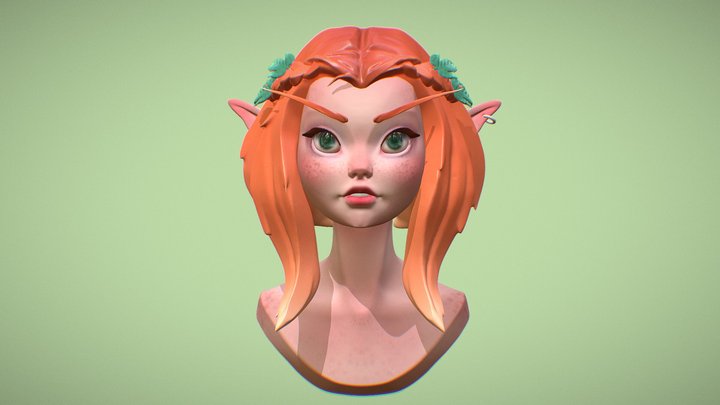 Ginger elf girl 3D Model