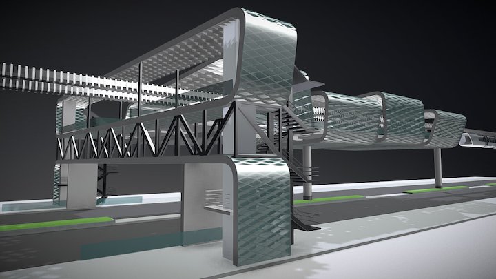 Estación Mono-rriel 3D Model