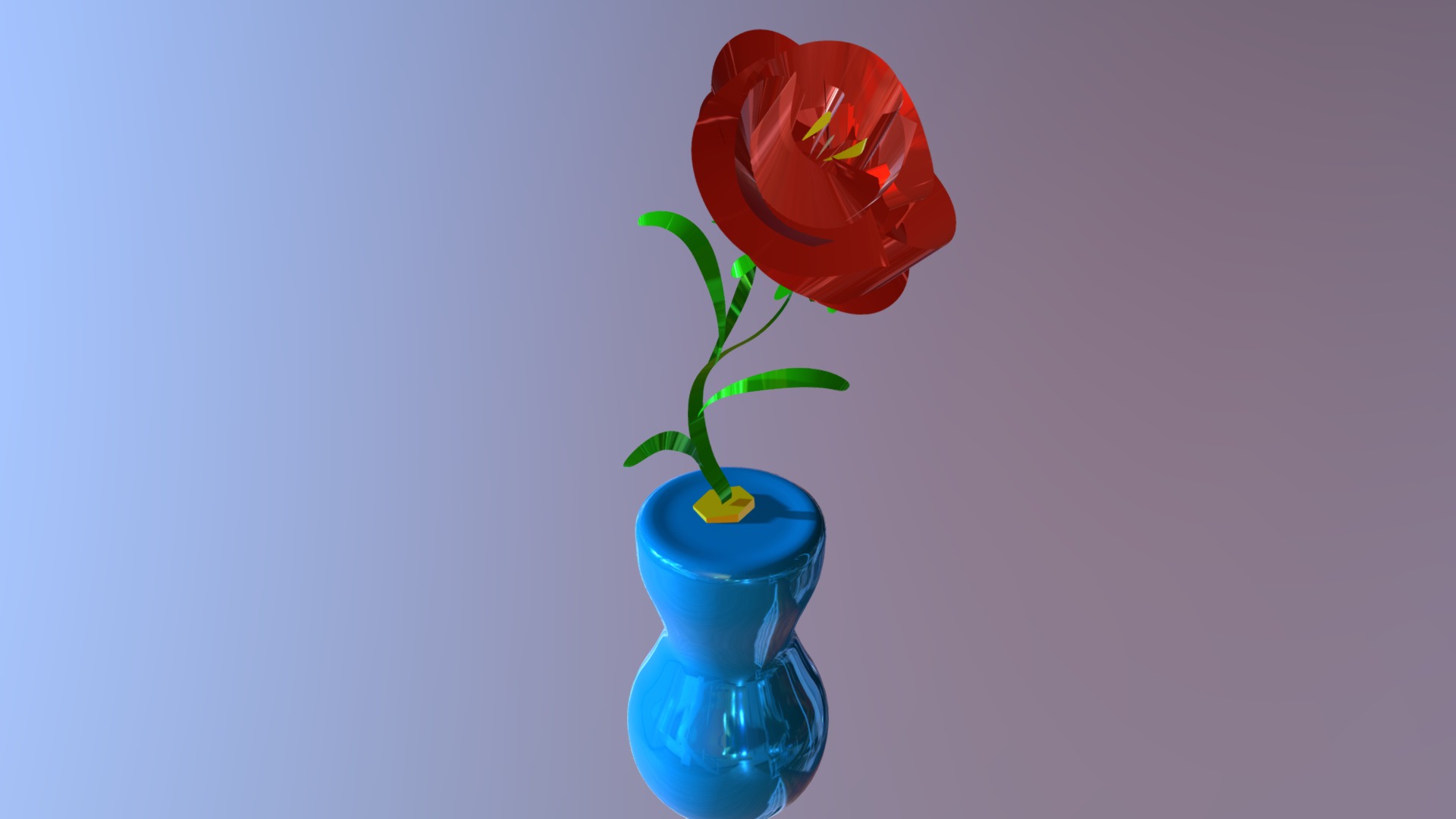 3D model Rose - This is a 3D model of the Rose. The 3D model is about a red flower in a blue vase.