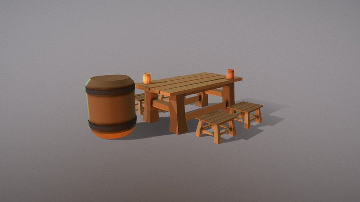 Lowpoly Table/chairs – Modello 3D gratuito STL