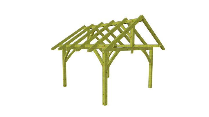 12x12 Timber Frame Pavilion 3D Model