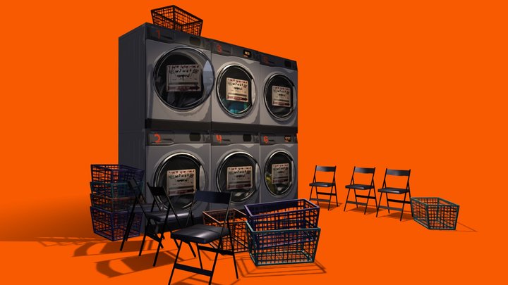 Sunny Laundry - Washing Machines (Animated) 3D Model