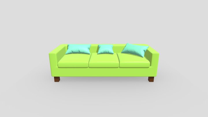 Couch with pillows (low poly) 3D Model