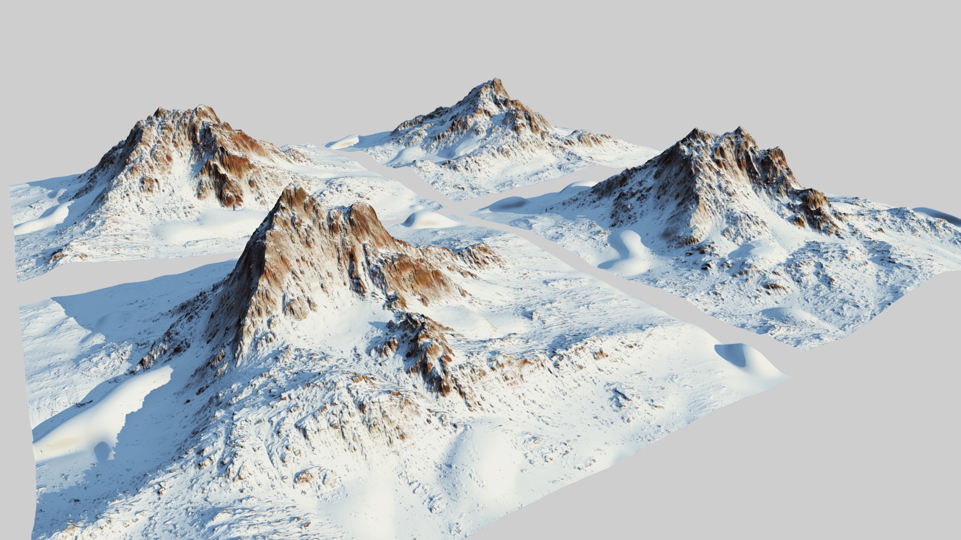 3D model Snow mountain Pack (World Machine) Type1 - This is a 3D model of the Snow mountain Pack (World Machine) Type1. The 3D model is about a snowy mountain with a few peaks.