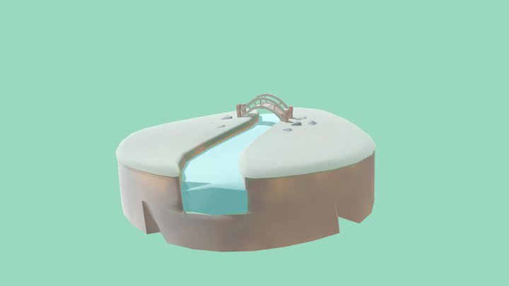 Bridge with river 3D Model