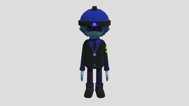 cartoon-style character with dark attire 3D Model