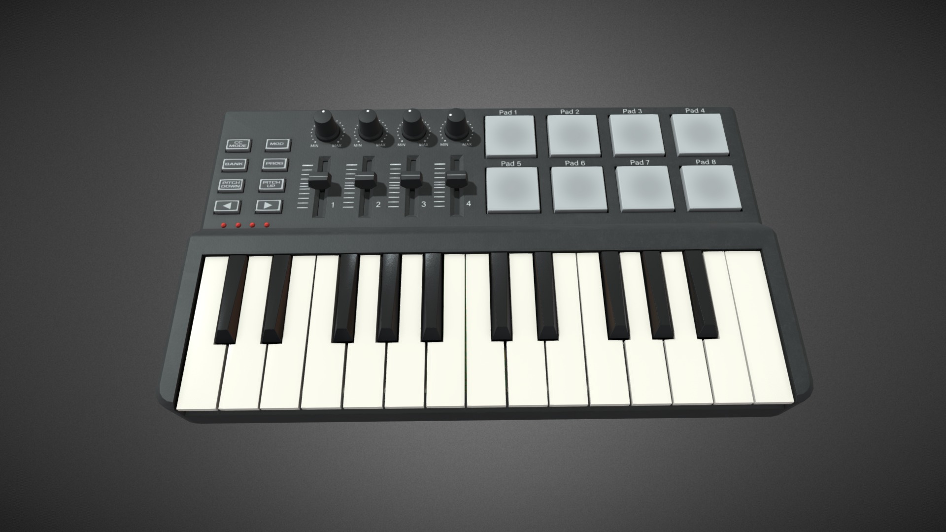 3D model Two octave MIDI Keyboard - This is a 3D model of the Two octave MIDI Keyboard. The 3D model is about a white keyboard with black keys.