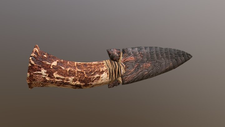 Obsidian blade with bone handle