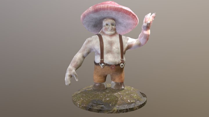 Cute Mushroom Character 3D Model