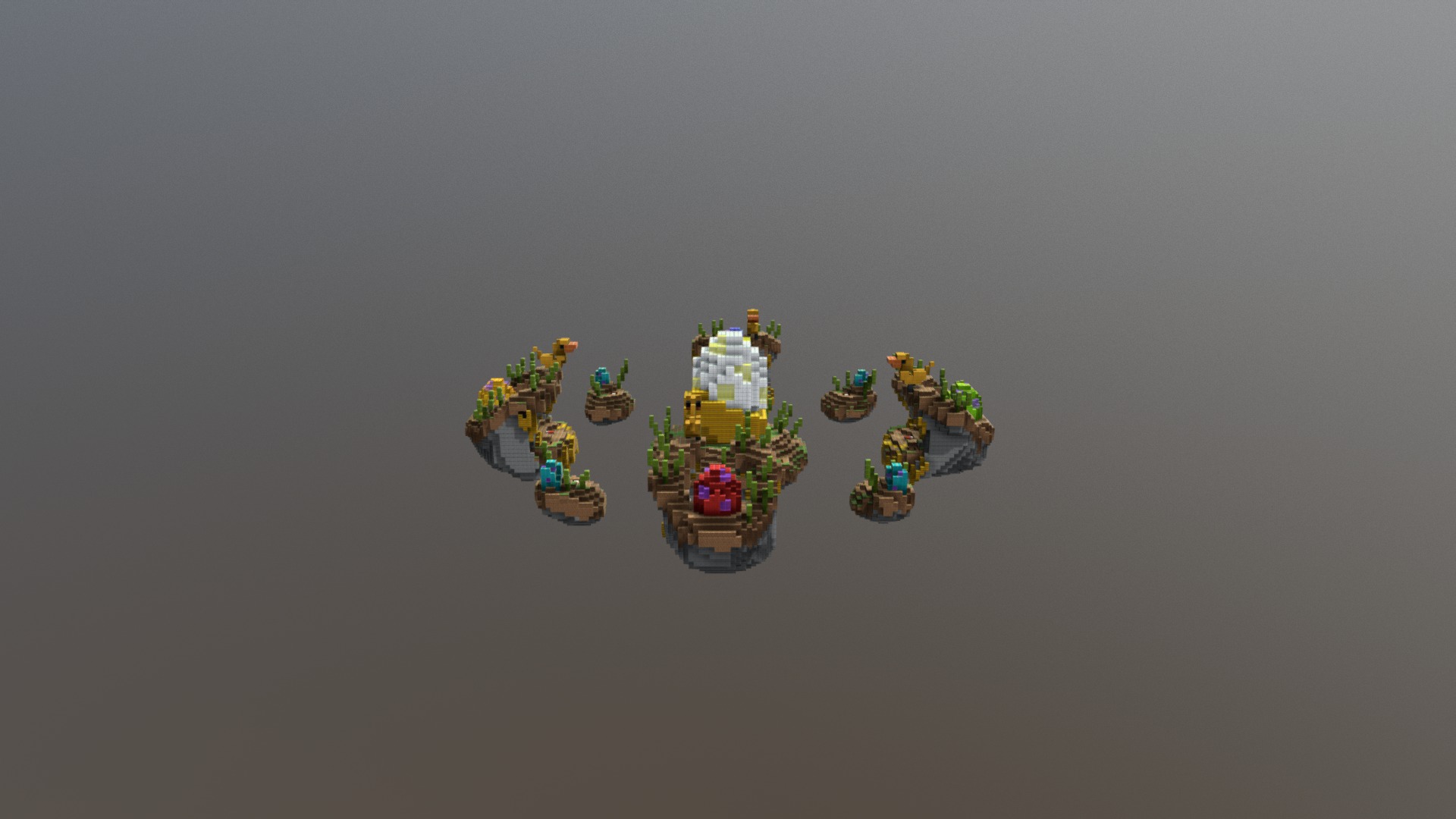 3D model Eggs 4×4 BedWars - This is a 3D model of the Eggs 4x4 BedWars. The 3D model is about a group of toy buildings.