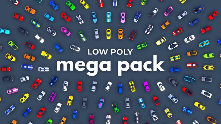 190 Low Poly Cars - Mega Pack 3D Model