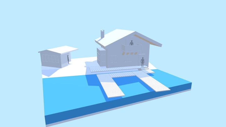 Pilot's eco house - Diorama and House blockout 3D Model
