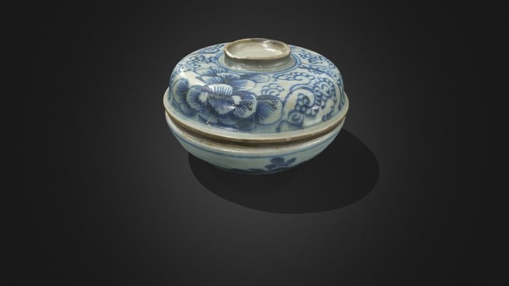 Hộp sứ vẽ lam 3D Model