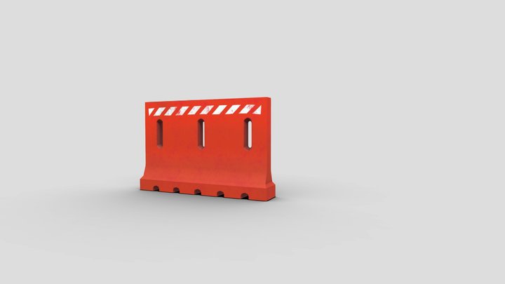 Plastic construction barrier type#1 low-poly 3D Model