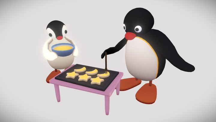 Pingu and Pinga baking cookies 3D Model
