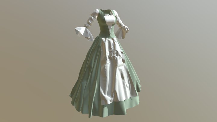 Classic Dress - Marvelous Designer 3D Model