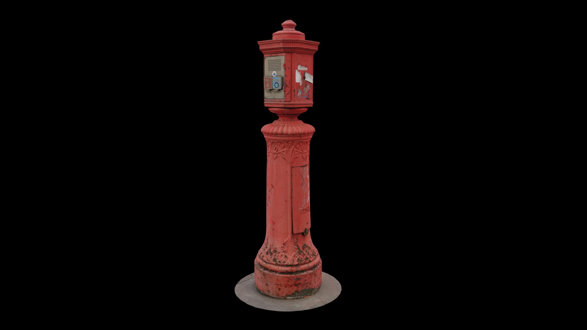 3D model New York Fire Dept. Call Post - This is a 3D model of the New York Fire Dept. Call Post. The 3D model is about a red and white fire hydrant.