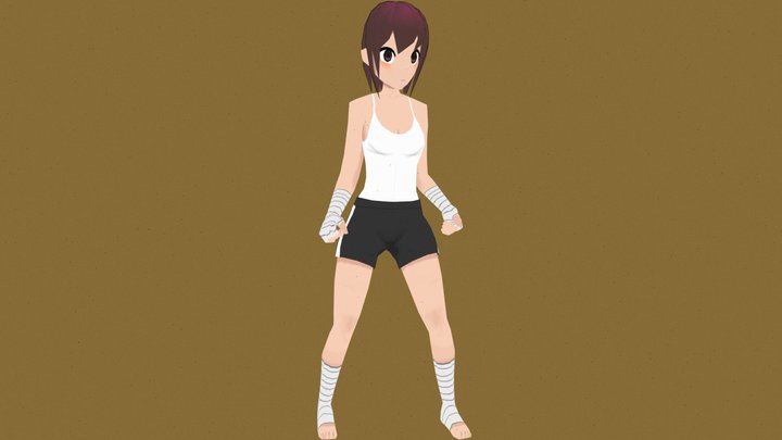 Low Poly Boxing Girl 3D Model
