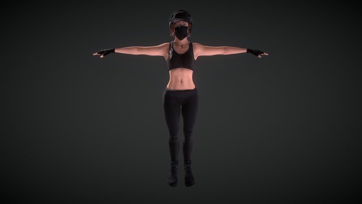Sci- Fi Female Warrior 3D Model