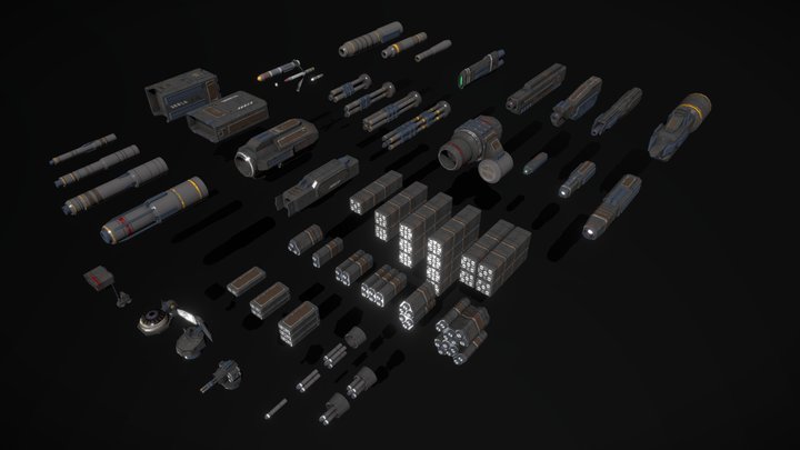 Modular Mech Weapons 3D Model