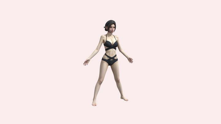 black Swimsuit Female Character Base Body 3D