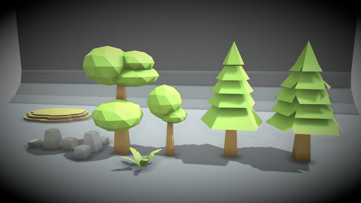 Lowpoly vegetation 3D Model