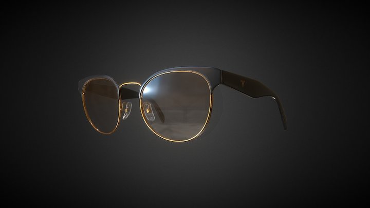 Prada Clubmaster PR 61TS Black/Brown,G04L01-A 3D Model