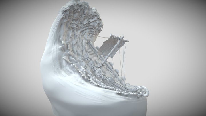 Drakkar wave sculpt High Poly 3D Model