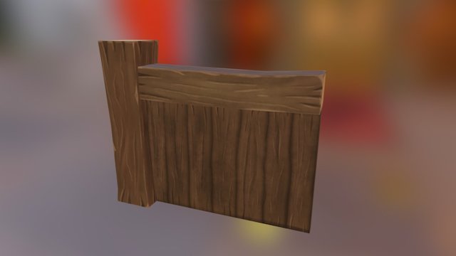Modular Wooden Fence 3D Model