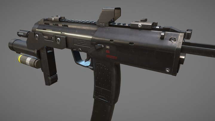 Heckler and Koch MP7 with Grenade Launcher 3D Model