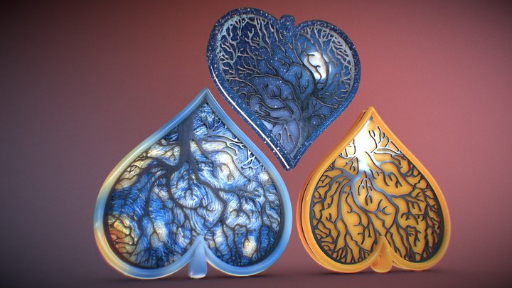 Tree Of Life Heart Pendant 3D Model
