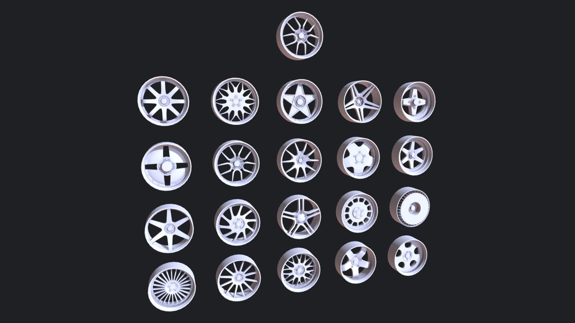 3D model Car wheel ( package 21 pieces ) - This is a 3D model of the Car wheel ( package 21 pieces ). The 3D model is about a group of buttons.