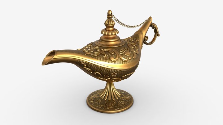 Aladdin magic lamp decorated gold 3D Model