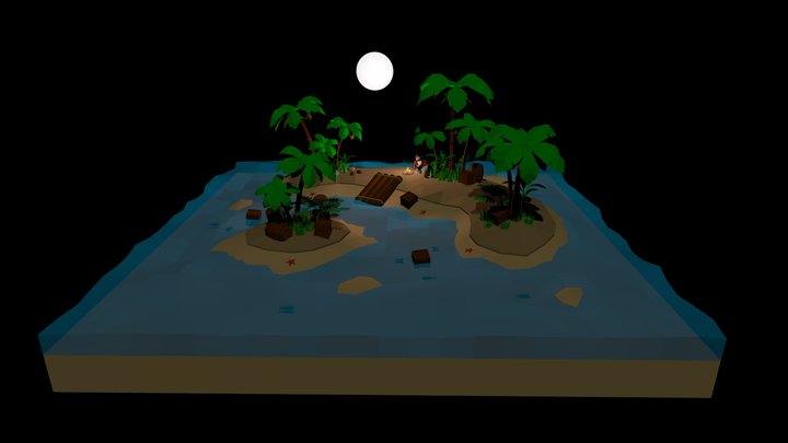 Castaway on a Tropical Island 3D Model