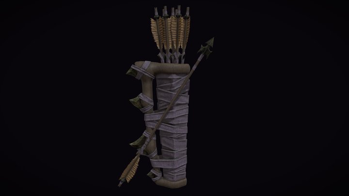Wood Orc Quiver & Arrow 3D Model