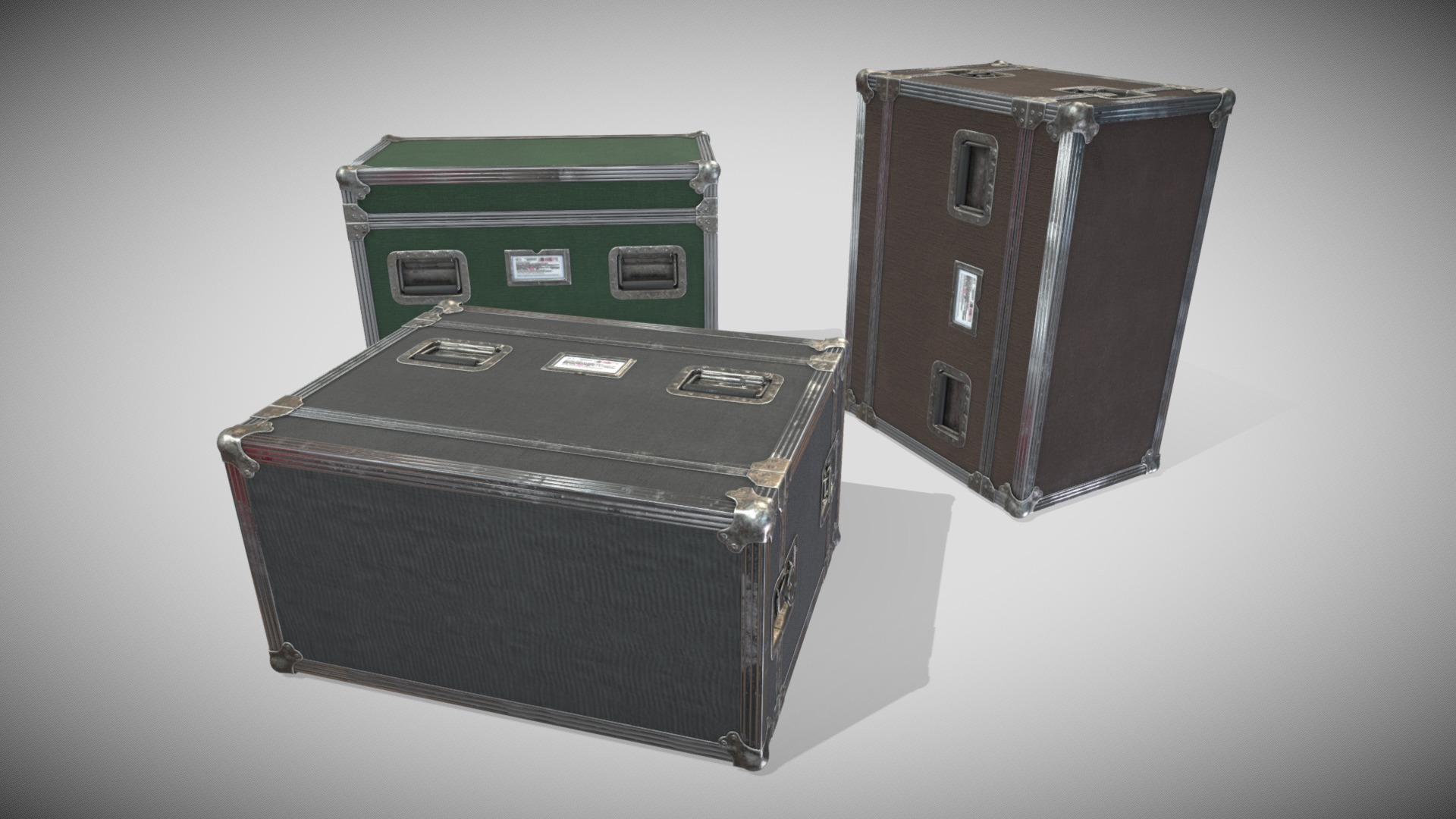 3D model Fly Case Triple - This is a 3D model of the Fly Case Triple. The 3D model is about a couple of old boxes.