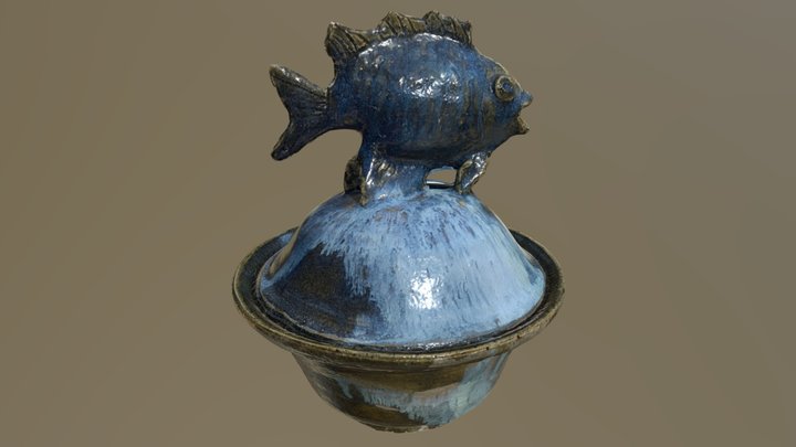 Ceramic Bowl with Fish Lid 3D Model