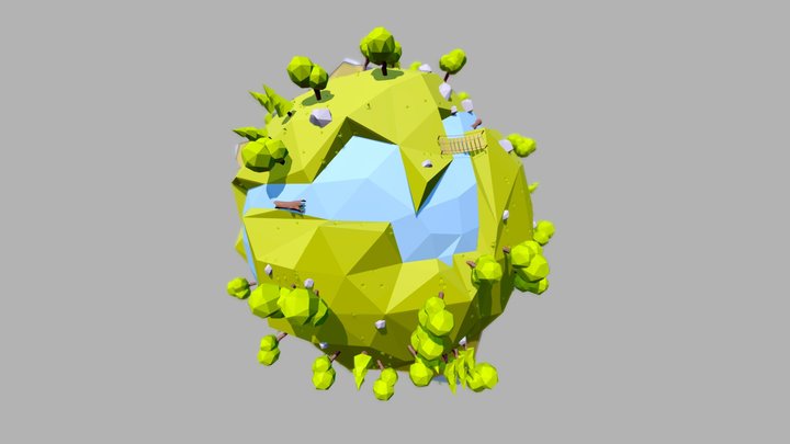 Low Poly Planet 3D Model