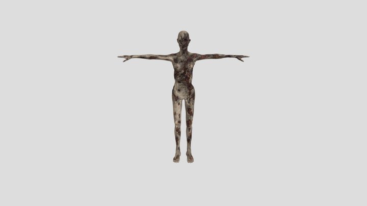 laos Female Skinny Zombie 3D Model