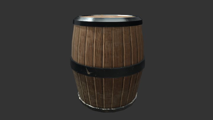 Low Poly Hand Painted Barrel 3D Model