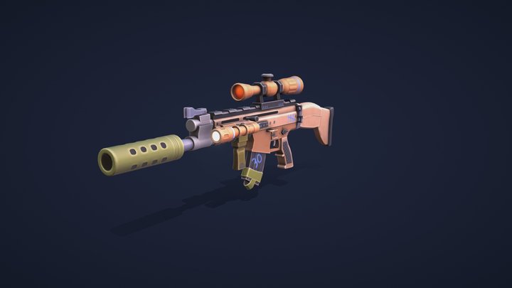 Stylized Battle Rifle #2 3D Model
