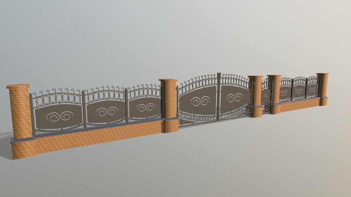 Fence for a country house (Wall) 3D Model