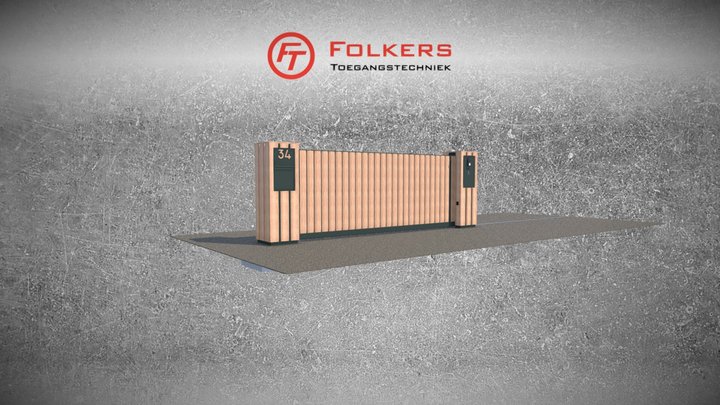 Schuifpoort - Hout-Staal hybride 3D Model